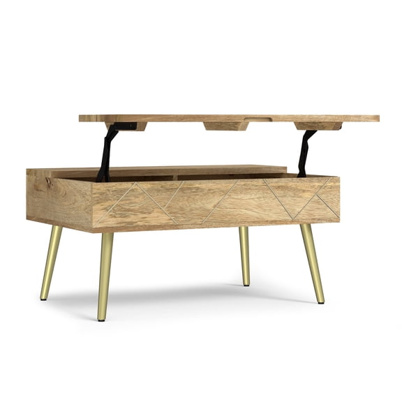 Simpli Home Simpli Home Jager SOLID MANGO WOOD 36 inch Wide Rectangle Contemporary Modern Lift Top Coffee Table in Natural