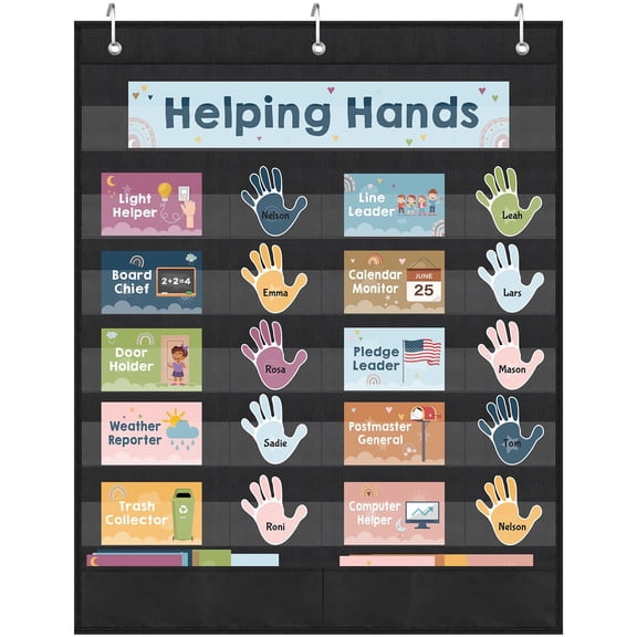 Classroom Jobs Pocket Chart with 62 Cards for Student Engagement