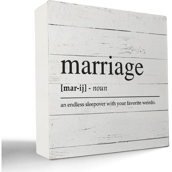 Zomyto 5x5 Inches Marriage Wood Box Sign,Marriage Gifts,Wedding Gifts for Couple,Newly Wed Gifts for the Couple,Funny Wedding Gifts,Couples Decor,