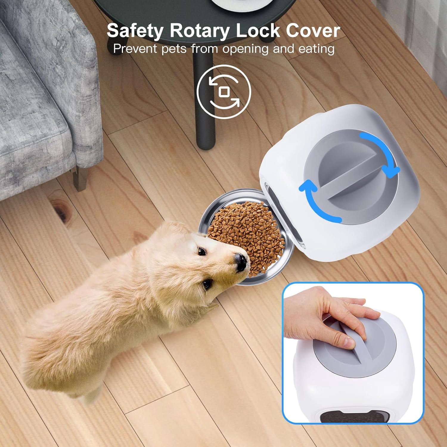 Automatic Cat Feeders, 3.5L Timed Dog Feeder 4 Meals Daily with Portion Control, Automatic Pet Feeders with Timer for Small Medium Dog & Cat, Auto Dry Cat Food Dispenser with Dual Power Supply