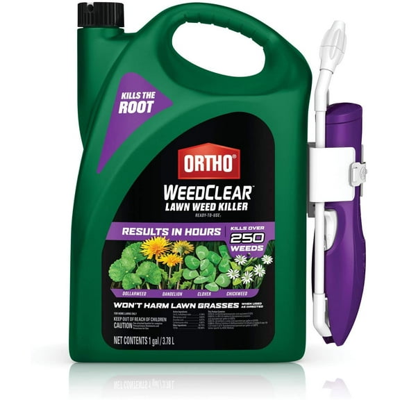 Ortho WeedClear Lawn Weed Killer Ready-to-Use1 - with Comfort Wand, Results in Hours, Kills Dollarweed, Dandelion, Clover and Chickweed to the Root, 1 gal.