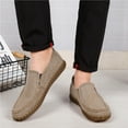 thumbnail image 6 of Mens Canvas Loafers Lightweight Breathable Walking Shoes Comfortable Non-slip Driving Shoes Retro Casual Fashion Brown 9.5 UK, 6 of 7
