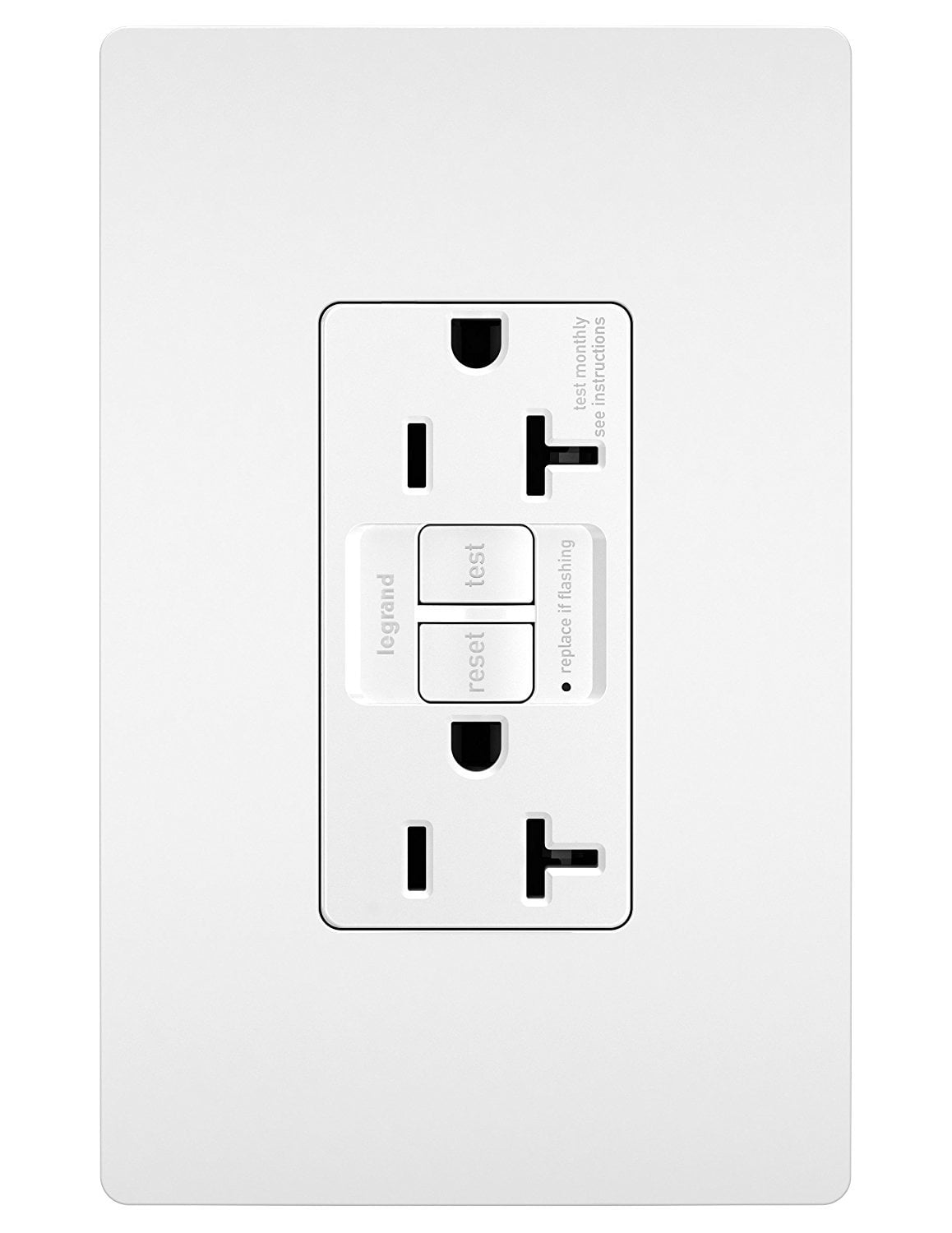Legrand 2097WCCD12 Pass & Seymour GFCI Outlet, Heavy Duty, 20A, White - Quantity 1