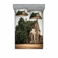 thumbnail image 2 of Ambesonne Rustic Fitted Sheet & Pillow Sham Set, House Rural Ivy, Twinxl, Beige Green, 2 of 3