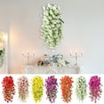 thumbnail image 2 of Artificial Hanging Flowers Basket for Outdoor, Spring Summer Realistic Fake Flowers Plants Decoration UV Resistance Morning Glory Vines for Planters for Porch Patio Balcony Home Yard, 2 of 3