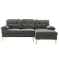 thumbnail image 4 of Reversible Sectional Sofa Couch, Three-Seat L-shaped Chenille Fabric Upholstered Indoor Modular Sofa with Gold-Plated Feet, Modern Leisure Sofa for Living Room Apartment Office, Dark Gray, 4 of 7