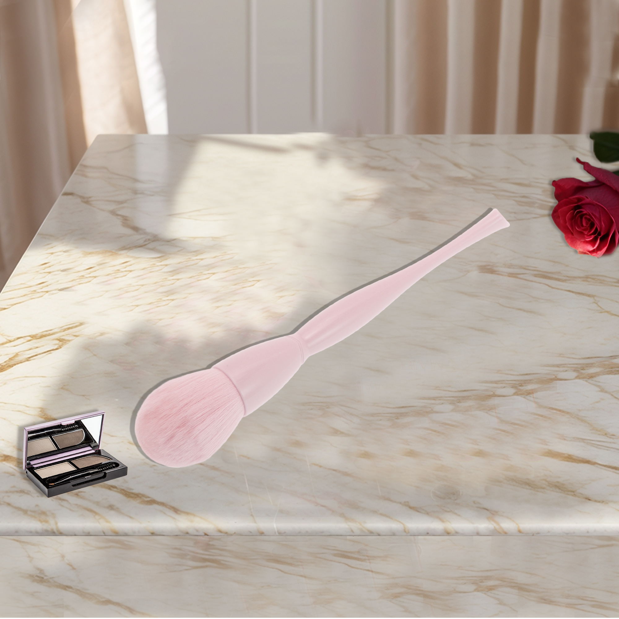 Unique Bargains 1 Pc Fluffy Makeup Brush for Daily Makeup Application Light Pink