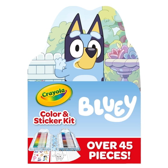 Kit de arte Crayola Bluey para niños (45 piezas), páginas y pegatinas para libros de colorear Bluey