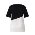 thumbnail image 1 of T-shirt Femme à Manches Courtes Color Block, Col Rond, Noir, TG, 1 of 7