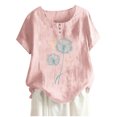 thumbnail image 1 of Camisas de Manga Corta para las Mujeres, Blusa de Botón de Impresión Casual con Cuello Redondo Hecha de Tela Suave Transpirable para Verano Primavera, Blusas de Manga Corta para las Mujeres, 1 of 4