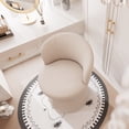 thumbnail image 6 of YOUNIKE Upholstered Armless Accent Chair, Swivel Vanity Stool With Wingback, Boucle Fabric Make-up Chair, Beige Coffee, 6 of 16