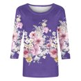 thumbnail image 3 of Blusas de Manga Corta para las Mujeres Pascua Impresa Suelta de Tres Cuartos de Manga Superior, Blusas para las Mujeres Casual, 3 of 4