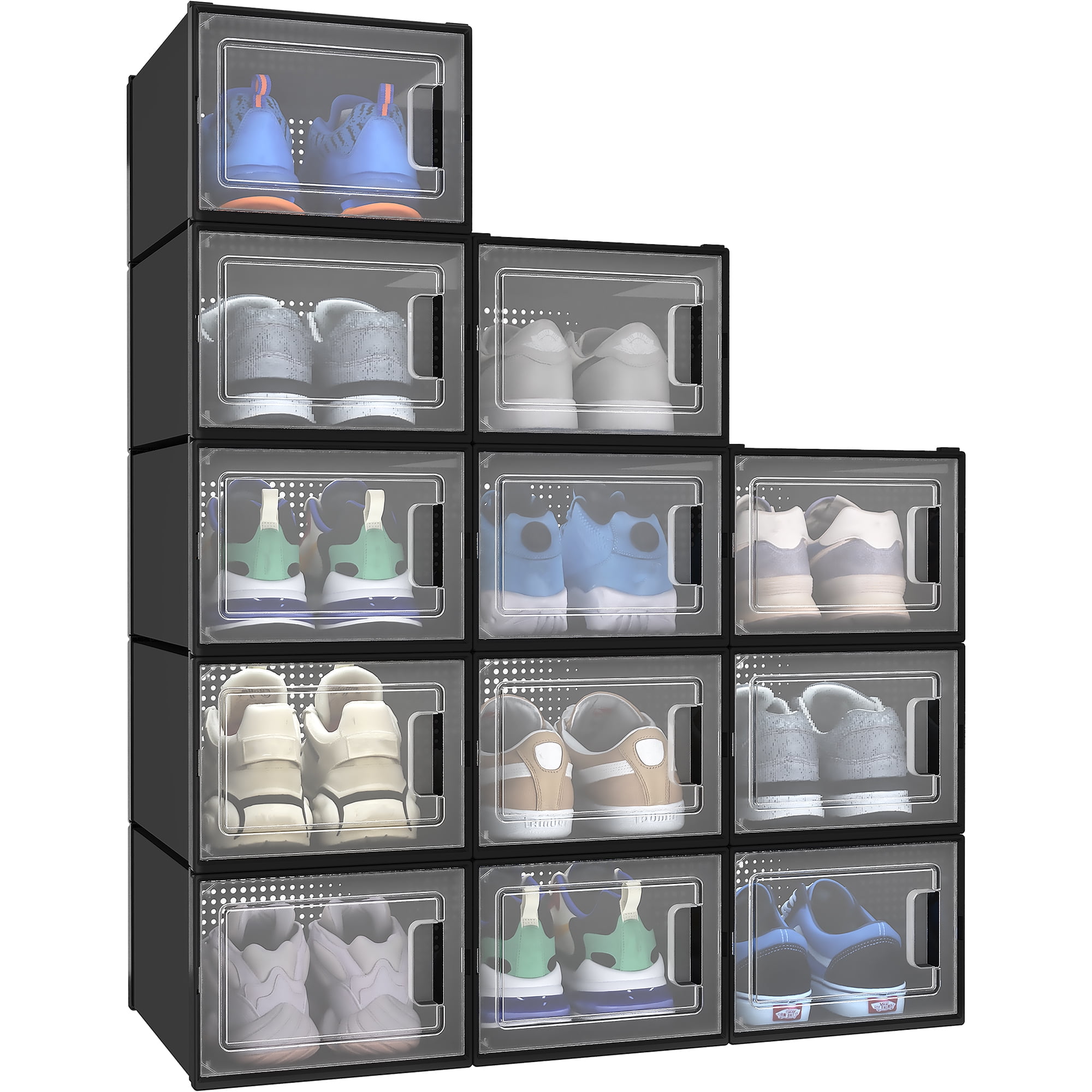 YITAHOME 12 Pack Stackable Shoe Storage Boxes Shoe Organizer for Closet ...