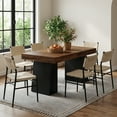 thumbnail image 4 of 55-Inch Black & Brown Mid-Century Modern Dining Table, Rectangular Wood Table With Double Pedestal, Seats 4-6 For Dining Room, Kitchen & Home, 4 of 7