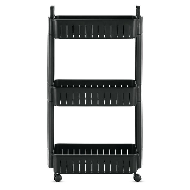 Top Notch 3Tier Plastic Rolling Cart Black