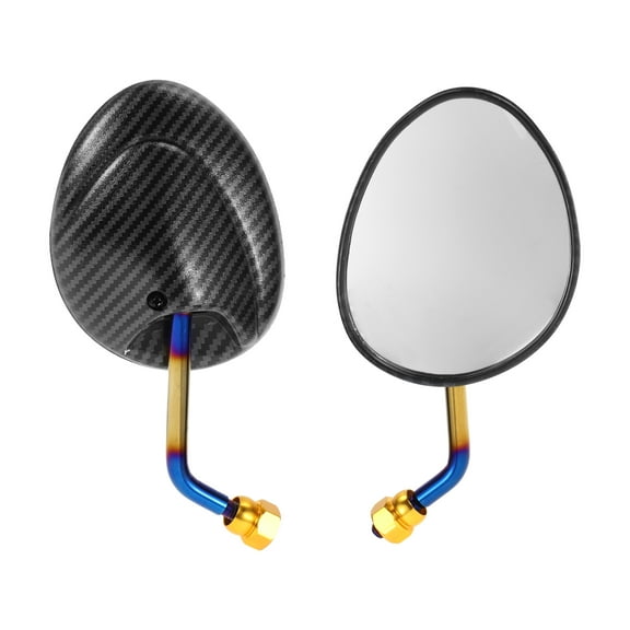 Unique Bargains 1 Set M8 Universal Motorcycle Rear View Mirrors Bar End Side Mirrors Mount Adjustable Iron Plastic Carbon Fiber Pattern Black Oval Shape