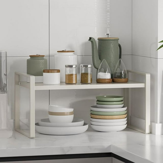 Feltree Heavy Duty 2-Tier Kitchen Storage Rack, Multi Functional Metal Organizer for Countertop and Cabinet