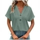 thumbnail image 2 of Puntoco 2024 mujeres verano moda tops mujer moda casual sólido botón cuello en V camiseta tops blusa, 2 of 7