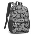 thumbnail image 2 of Paisley and Damask Black Pattern 17" Waterproof Oxford School Backpacks for Teens, S-Shape Padded Straps, for School, Travel, Hiking, Camping, 2 of 5