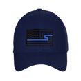 thumbnail image 2 of USA Redesign Flag Thin Red Blue Line Classic Baseball Hat Remembering Fallen Cap, Thin Blue Line, Navy Cap, 2 of 5
