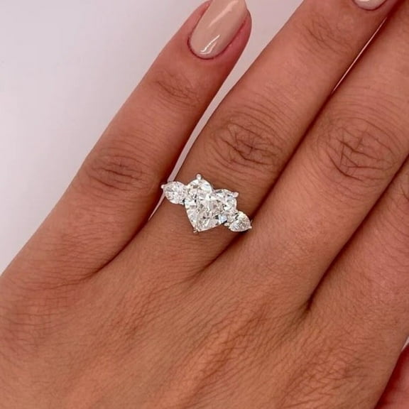 Ahansh Jewels Heart Cut Moissanite Engagement Ring for Women's 925 Serling Silver