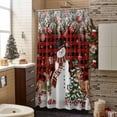 thumbnail image 3 of Christmas Snowman Bathroom Shower Curtain Pine Tree Leaf Deer Xmas Balls Red Black Plaid Waterproof Washable Shower Curtains for Bathtub Bath Decor with Grommets and Hook 66 X 72 Inch, 3 of 8