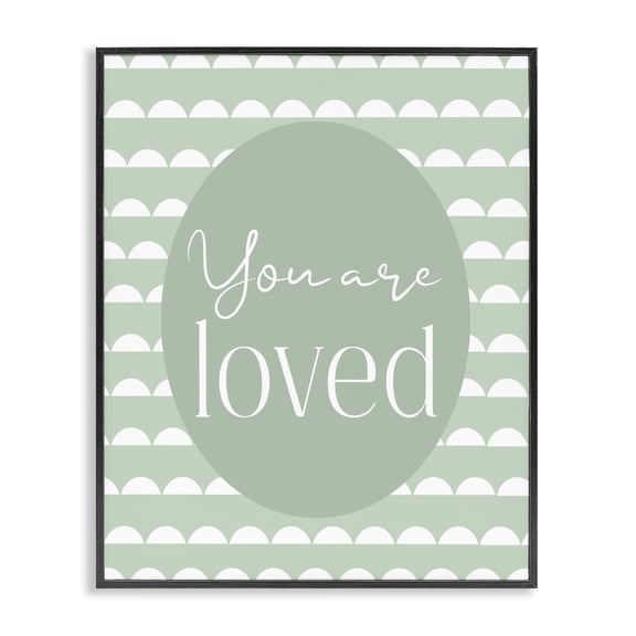 Stupell Industries Contemporary You Are Loved Light Green Black Framed Giclee Art, 11 x 14, by Christine Simpson Art