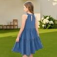thumbnail image 6 of Abcomgle Girls Dresses Size 10-12 Casual Halter Neck Sleeveless Midi Dress Plaid A-line Sundresses Swing Dresses 11-12 Years,Royal Blue, 6 of 6