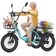 Narrak 3 Wheel Electric Tricycle for Adults, 350W Fat Tire, 36V, 40-mile Range, Suspension, Semi-Recumbent Trike with Large Basket