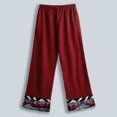 thumbnail image 3 of Pantalones anchos de las mujeres de la vendimia Pantalones con estampado de geometría Cintura e Abanopi Pantalones de lino de algodón, 3 of 7