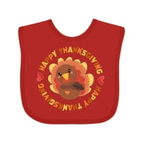 Inktastic Happy Thanksgiving with Cute Turkey Boys or Girls Baby Bib