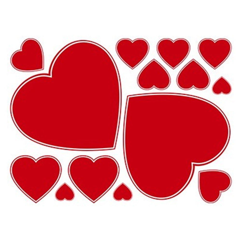 1 Sheet Valentine Floor Stickers Red Loveshaped Decals Romantic Heart