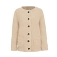 thumbnail image 2 of Fangasis Ladies Outwear Long Sleeve Jacket Cardigan Coat Women Loose Fluffy Party Khaki XL, 2 of 8