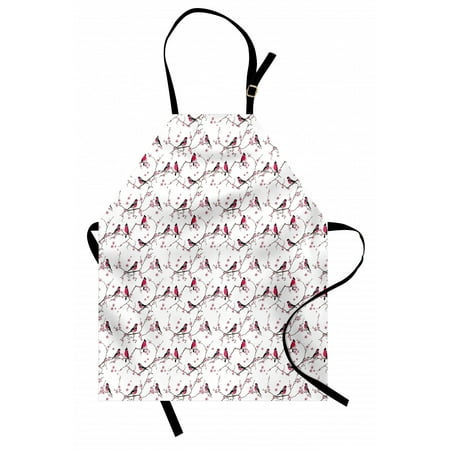 

Asian Apron Sakura Flowers with Bullfinch Birds Branches Nature Animals Plants Spring Season Unisex Kitchen Bib Apron with Adjustable Neck for Cooking Baking Gardening Pink Black Grey by Ambesonne
