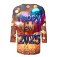 thumbnail image 4 of VEKDONE 2025 Bonne Année Tuniques à Manches 3/4 pour Femmes Mode Imprimé Grande Taille Blouse de Fête Décontractée Col Rond Extérieur Multicolore S, 4 of 5