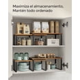 thumbnail image 3 of SONGMICS Estante para Especias, Juego de 2, Organizador de Armario, Estante de Almacenamiento de Cocina Extensible, Especiero de Metal y Madera de Ingeniería, Negro Tinta y Marrón Rústico, 3 of 5