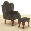 Town Square Miniatures Brown Wing Chair with Ottoman