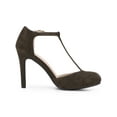 thumbnail image 3 of BLISSFUL STEP Women's Shoes Round Toe Stiletto Heel T-Strap Sandals Coffee 5.5, 3 of 7