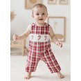 thumbnail image 4 of Miaouyo 0-18 Months Infant Baby Boy Christmas Romper Loose Fit Embroidered Plaid Crew Neck Sleeveless Jumpsuit, 4 of 9