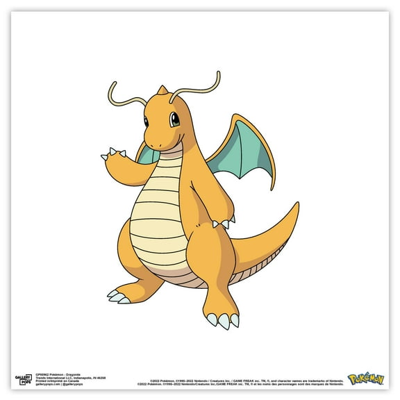 Gallery Pops Pokemon - Dragonite Wall Art, Unframed Version, 12" x 12"