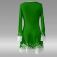 thumbnail image 6 of Christmas Dress for Women Snowflake Print Long Sleeve V Neck Red Ruffle Knit Mini Skirt for Holiday Green 2XL, 6 of 7