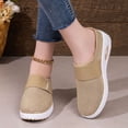 thumbnail image 6 of Domzle Mules for Women 2026 Shoes Slip on Sneakers Knit Flats Lightweight Breathable Comfortable Walking Shoes Khaki 40, 6 of 8