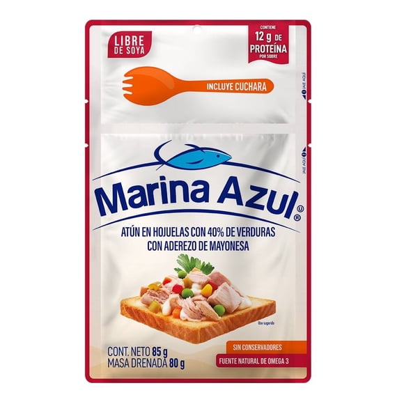 Lomo de atún Marina Azul aleta amarilla con verduras y aderezo de mayonesa 85 g