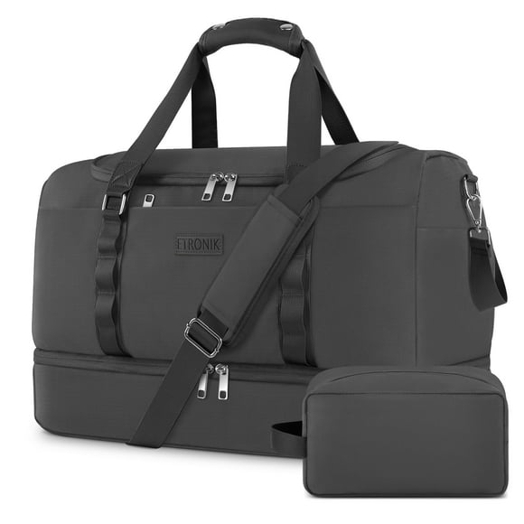 Bolsa de viaje ETRONIK para hombre y mujer con compartimento para zapatos, 42 L, color gris