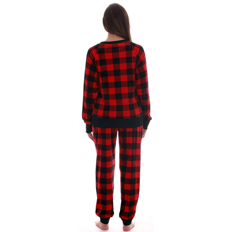 followme Women's Jogger Pajama Pants Set Ultra-Soft Velour PJs (Black -  Snowflake, X-Large) 