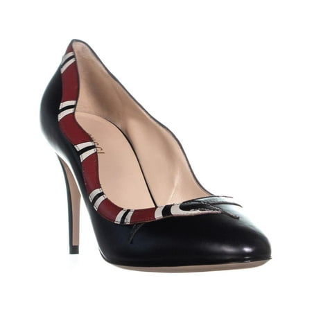 Womens Gucci Malaga Platform Classic Pumps, Nero/Hibiscus Red