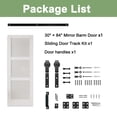 thumbnail image 3 of 30'' x 84'' 3-Piece Frosted Glass Sliding Barn Door – MDF & Solid Wood 3-Lite Interior Closet Door with Installation Hardware Kit, 3 of 8
