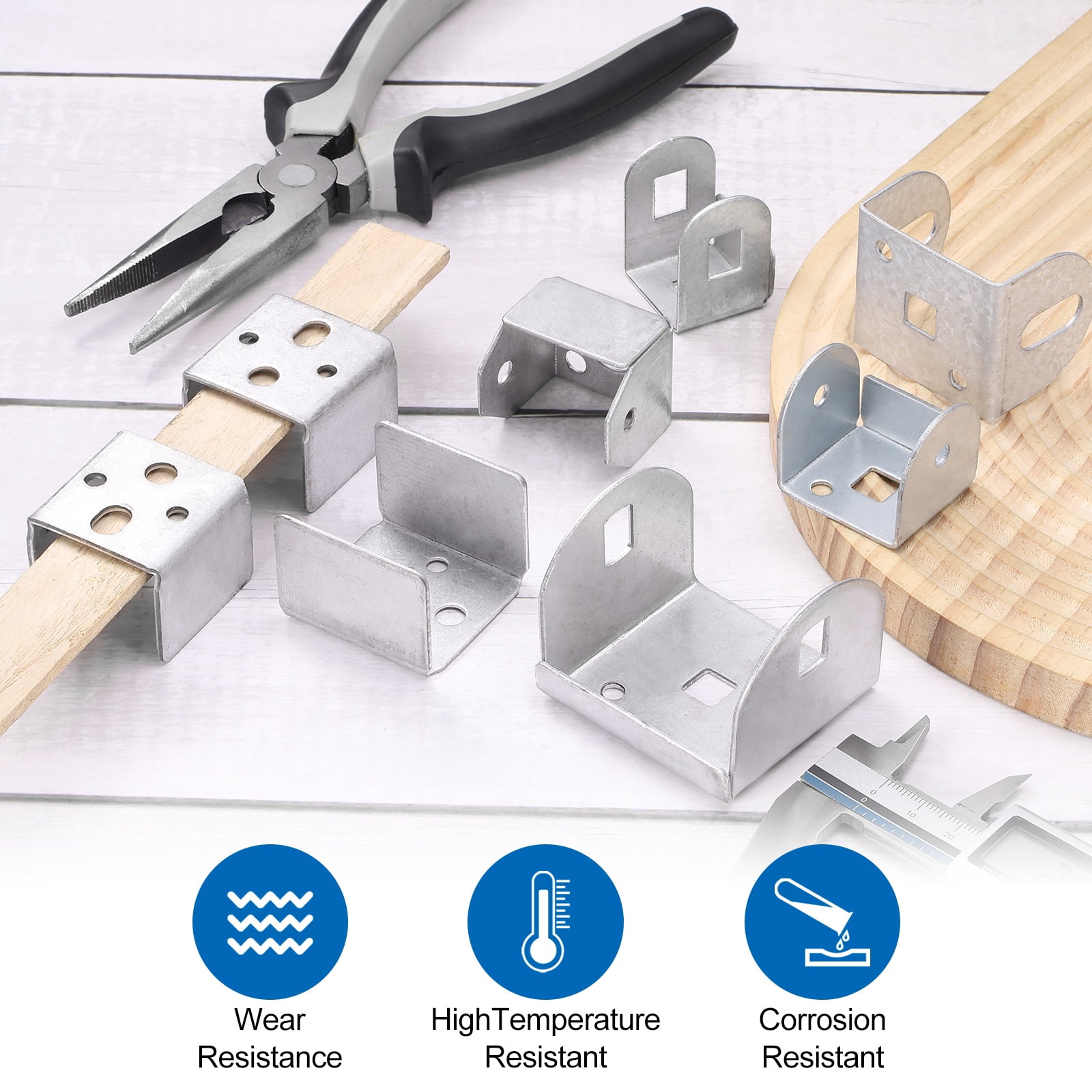 Uxcell 8 Pcs U Bracket for 1.65" Panels, 46 x 46 x 31mm Metal U Shaped Fasteners Brackets for Guardrail or Partitions Connection, Silver