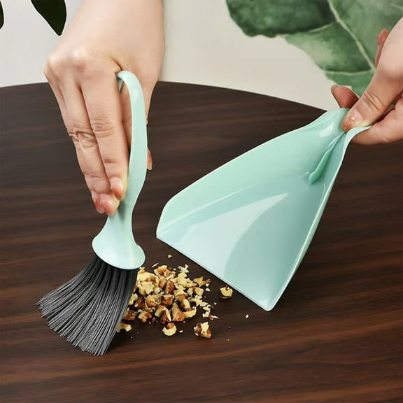 Mini Dustpan and Brush Set, Portable Cleaning Brush and Dustpan Combo with Plastic Handle, 1 Set, Light Blue