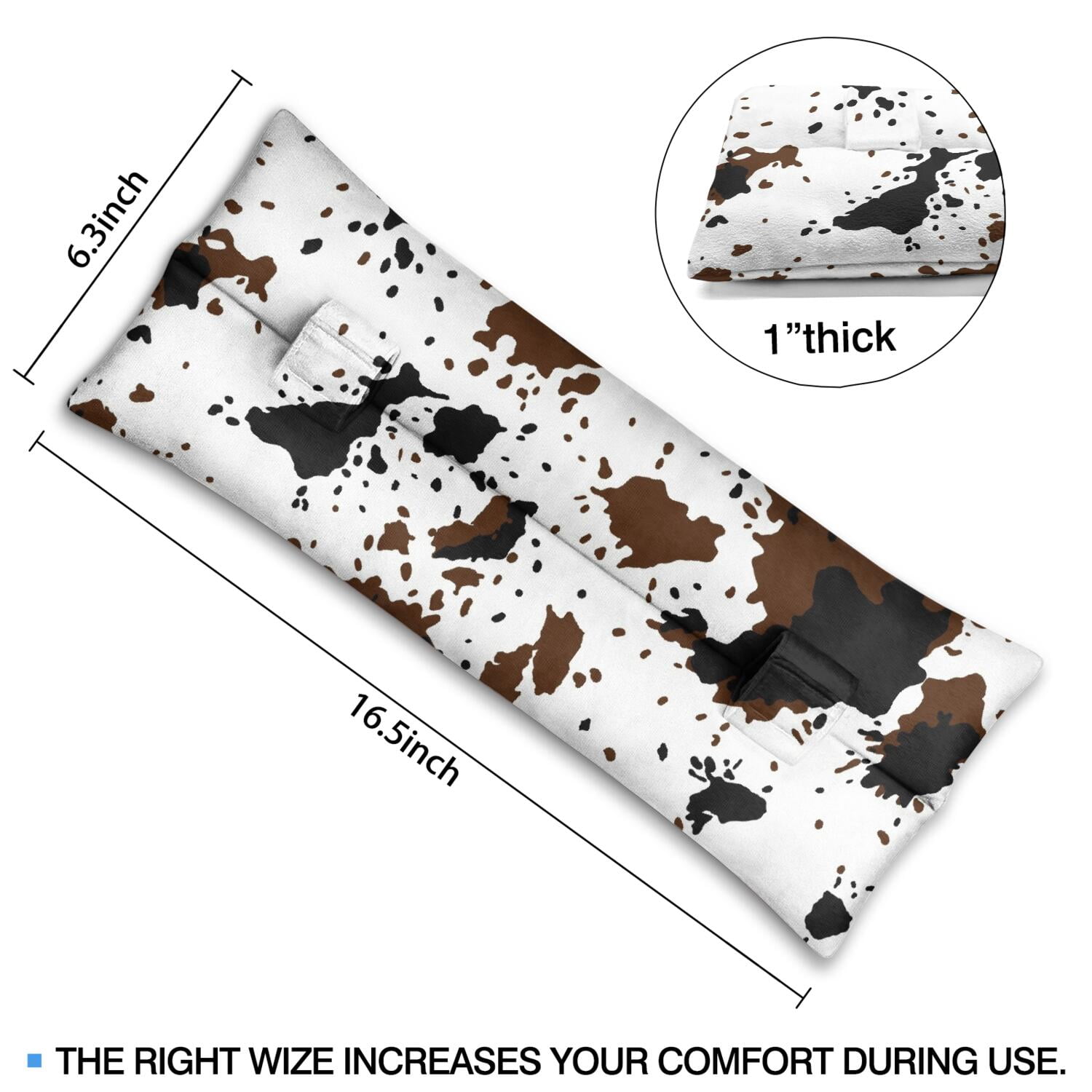 Farmhouse Vintage Cow Design Seatbelt Pillow - Post Mastectomy & Chest Surgery Cushion, Black and White Country-Themed Comfort for Women, 2-Inch Thick Pressure Relief Pad